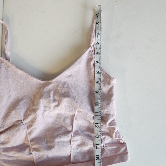Free People Good Karma Rouched Cropped Tank Pink Size M/L - Picture 5 of 5